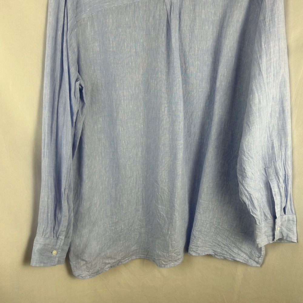 Gap Womens XL Light Blue 100% Linen Long Sleeve Boyfriend Button Down Shirt - Picture 7 of 8
